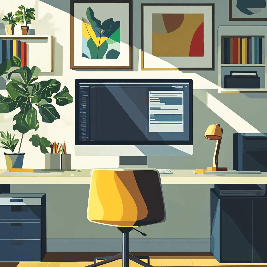 A clean and minimalist digital workspace illustrating the concept of digital minimalism and information hygiene